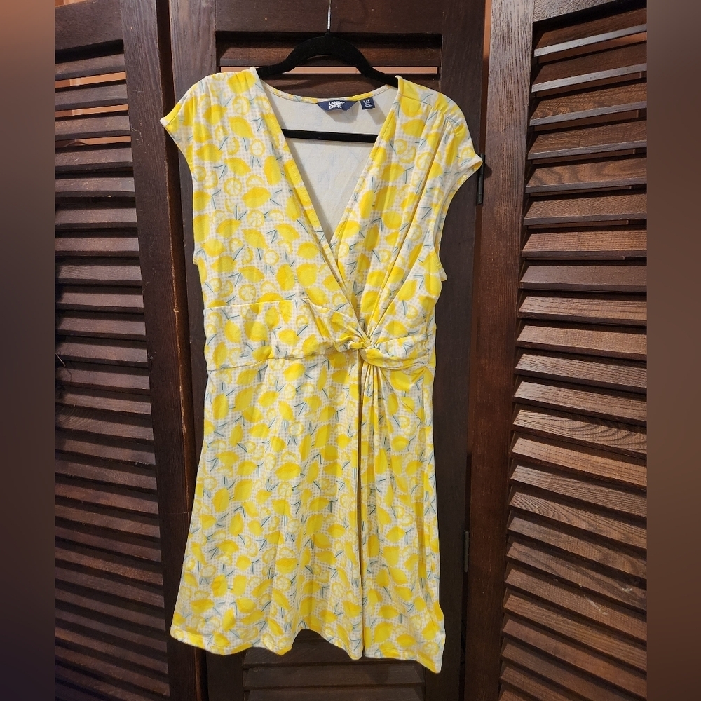 Lands' End Yellow and White Midi Dress